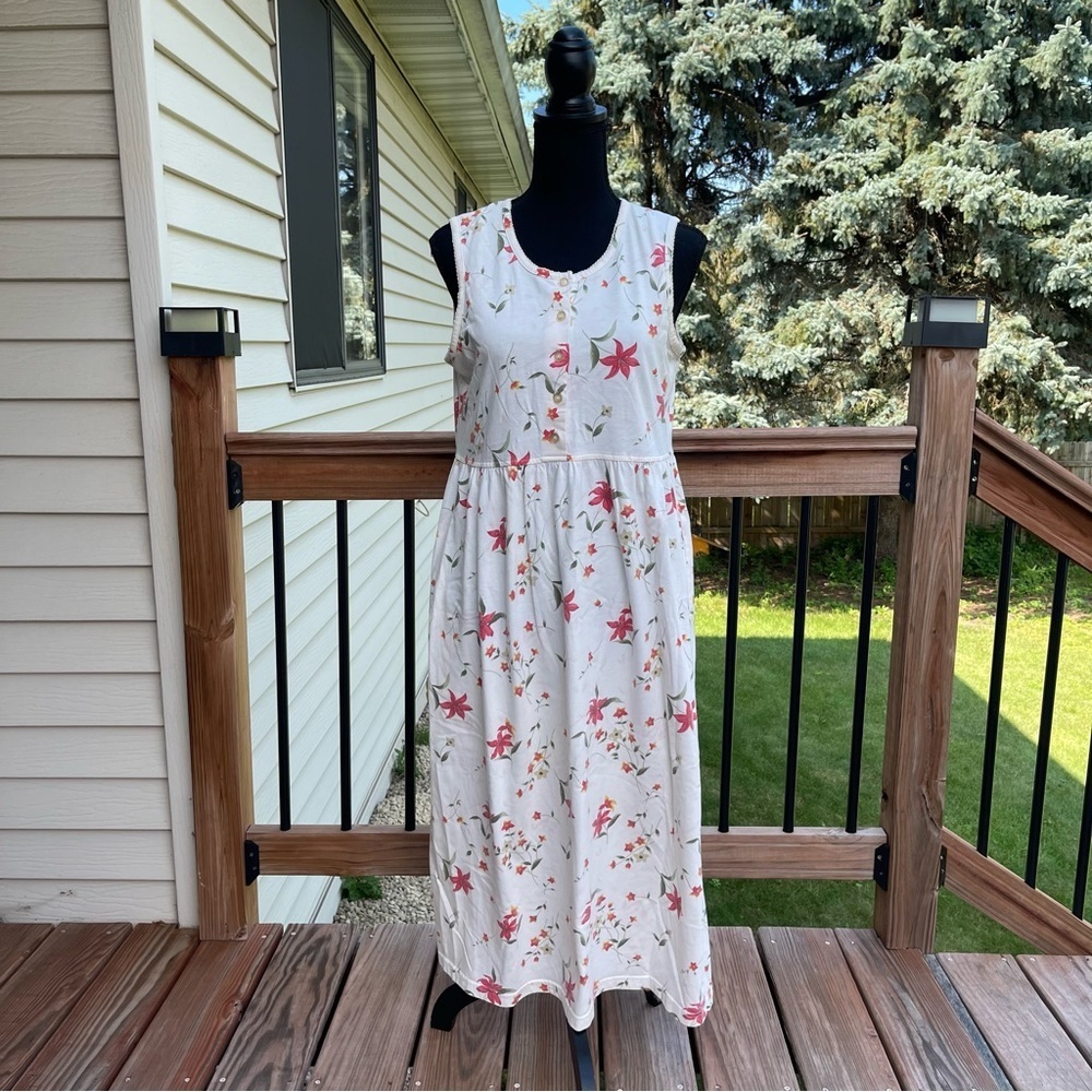 Vtg 90s Womens Sz 10 Summer Midi Dress Floral Cottagecore Brett Alixander